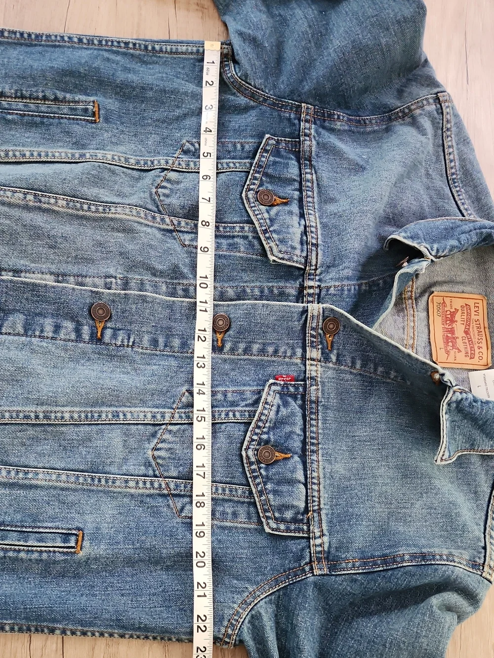 Levi's 70507 Standard Trucker Denim Jacket Large Blue Cotton Classic 2008 Era‎